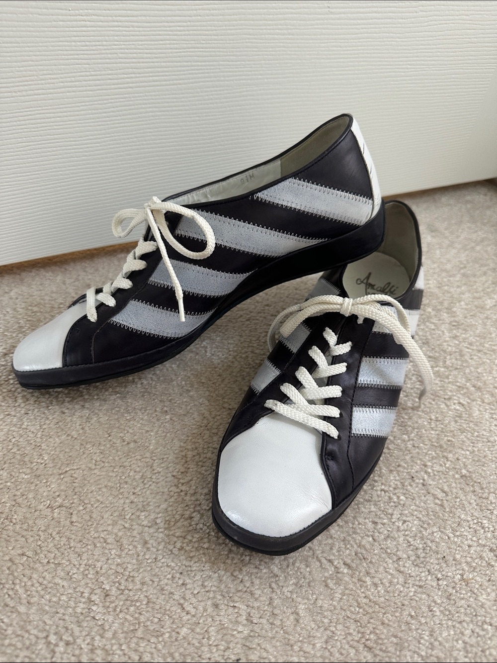 Amalfi by Rangoni Italian Leather Striped Sneaker Low Top Flat